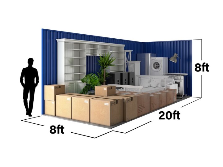 20ft storage container, 160 sq ft
